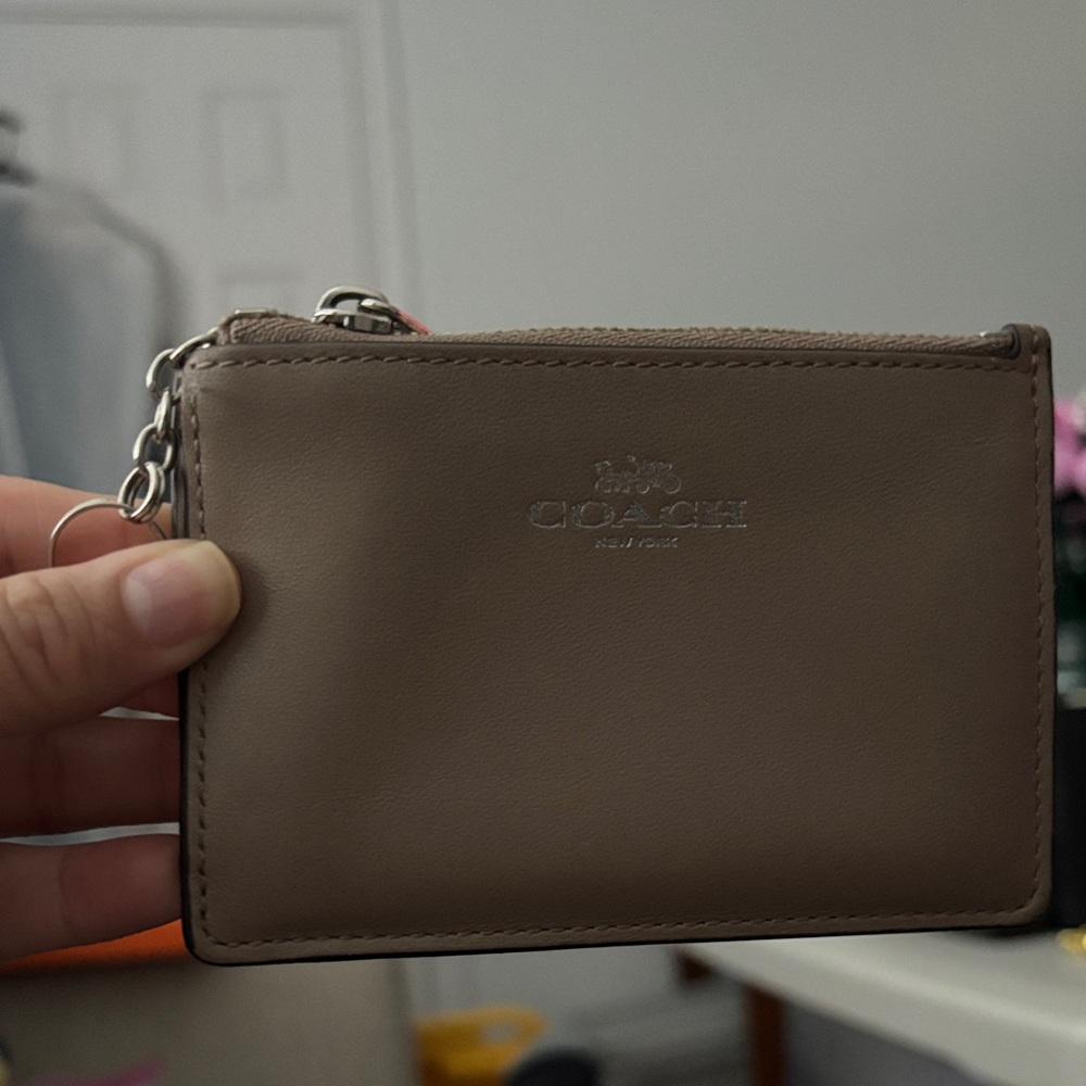 Coach Taupe/Grey Leather Zip Wallet